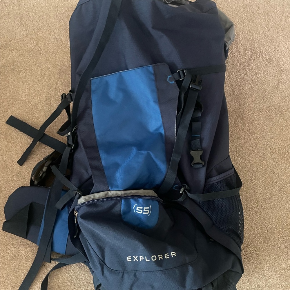 Unisex blue camping/traveling/hiking backpack